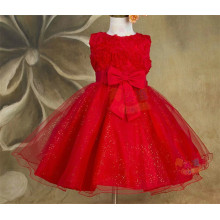 Vente chaude fille soirée robe de soirée satin noeud papillon en mousseline de soie enfants fille robe pour bébé fille